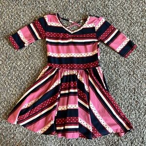 Cute soft twirl dress with dots and stripes